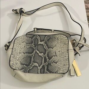 Vince Camino  Cream and Black Snake Print Bag